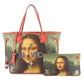 Louis Vuitton Masters Mona Lisa Neverfull MM Tote Bag Multiple colors Orange
