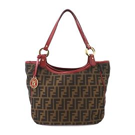 Fendi Zucca Tote Bag Brown Red