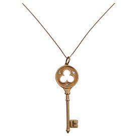 Colar com pingente de chave trevo Tiffany & Co em ouro branco e diamantes Amarelo