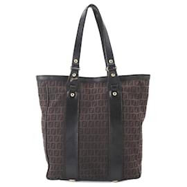 Fendi-Fendi Zucchino Canvas Tote Bag-Brown,Black