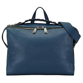 Fendi-Fendi Blue Leather Shoulder Bag-Blue