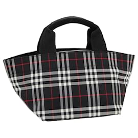 Autre Marque-Burberrys Nova Check Blue Label Hand Bag Nylon Black Silver Auth bs18549-Black,Silvery