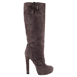Christian Louboutin-Suede boots-Dark grey