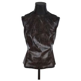 Plein Sud Sleeveless leather top Black