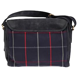 Autre Marque-Burberrys Nova Check Shoulder Bag Canvas Navy Gold Auth 92324-Golden,Navy blue