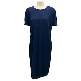 Jil Sander Blue Kurzarm-Wollcrepe-Kleid Blau