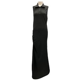 Robe longue polo en jersey de viscose et cachemire Loewe Charcoal Gris