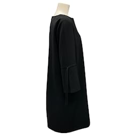 Autre Marque-Lafayette 148 New York Black Tie Detail Long Sleeved Crepe Dress-Black