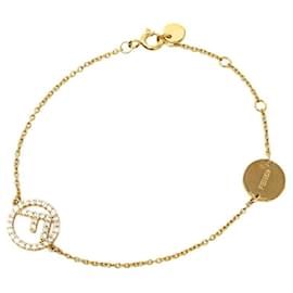Fendi-Fendi Rhinestone Charm Bracelet-Golden