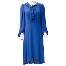 Balenciaga-Balenciaga Cobalt Blue Georgette Technique Dress-Blue
