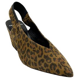 Pierre Hardy Leopard Suede Slingback Pumps Brown