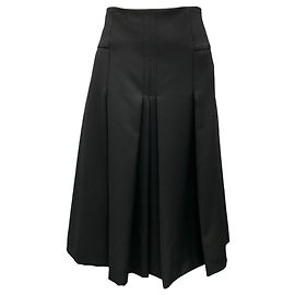 Akris Punto Black Pleated Wool Skirt Black