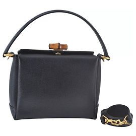 Borsa a mano e a spalla 2 in 1 GUCCI Bamboo in pelle nera Nero