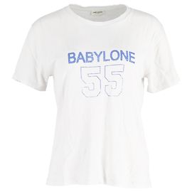 T-shirt imprimé Saint Laurent Babylone 55 en coton blanc Autre