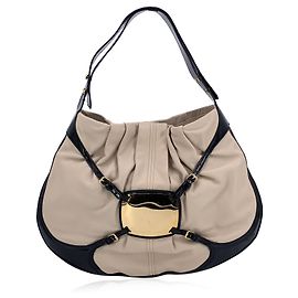 Alexander Mcqueen Off White Black Leather Clover Hobo Shoulder Bag Beige