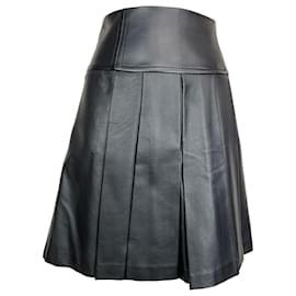 Michael Kors-Michael Michael Kors Pleated Skirt in Black Faux Leather-Black