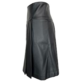 Michael Kors-Michael Michael Kors Pleated Skirt in Black Faux Leather-Black