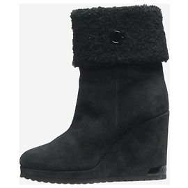 Moncler Botas de cuña de ante negro - talla EU 39 Negro