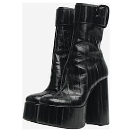 Saint Laurent-Black leather platform boots - size EU 38-Black