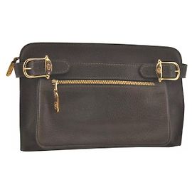 Gucci GG Running Leather Clutch Bag Brown Dark green