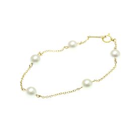 Bracciale charm Tasaki Pearl Station D'oro
