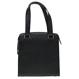 Céline-CELINE Hand Bag Leather Black Gold Auth 92770-Black,Golden