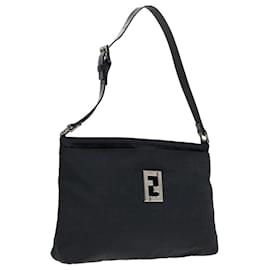 Fendi-FENDI Zucca Canvas Shoulder Bag Silver Black Auth ep5725-Black,Silvery