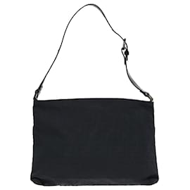 Fendi-FENDI Zucca Canvas Shoulder Bag Silver Black Auth ep5725-Black,Silvery