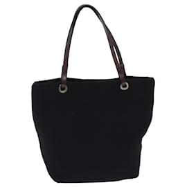 Fendi-FENDI Hand Bag Wool Leather Black Brown Silver Auth ep5859-Brown,Black,Silvery
