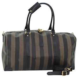 Fendi-Sac Boston en toile Pecan FENDI, toile enduite, 2 en 1, marron, authentique, fm3900-Marron