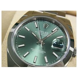 Rolex-ROLEX Datejust 41 mint-green 126300 Oyster Bracelet Mens-Silvery