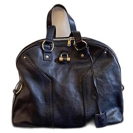 Bolsa de mão Yves Saint Laurent Muse II em couro azul marinho Azul marinho