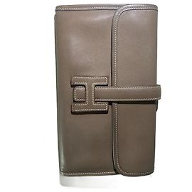 Hermès Jige Wallet Dark Grey Leather Dark grey
