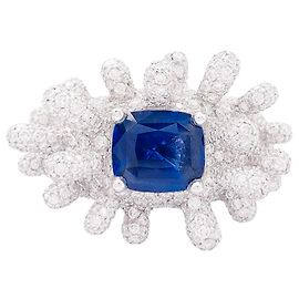 inconnue Bague or blanc, saphir et diamants. Autre