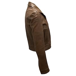 Ralph Lauren-Ralph Lauren Black Label Brown Embossed Leather Jacket-Brown