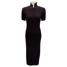 Jil Sander Wine Kurzarm Strick-Midi-Kleid Lila