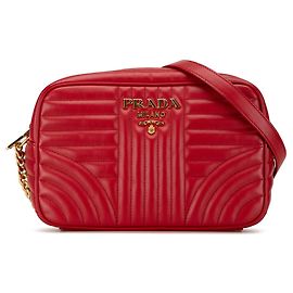 Bolsa de câmera em couro macio vermelho Prada com diagrama de impuntura Vermelho
