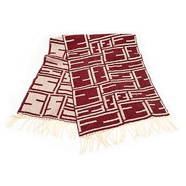 Bufanda reversible de lana con flecos Fendi Zucca roja Roja