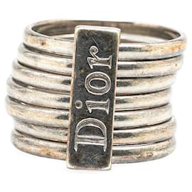 Dior-Silver Dior Sterling Silver Logo 7 Band Ring-Silvery