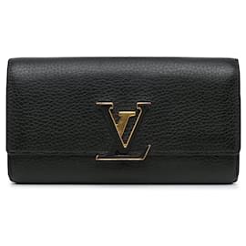 Louis Vuitton-Black Louis Vuitton Taurillon Capucines Wallet-Black