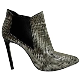Saint Laurent-SL "Paris" ankle boot in silver and black-Black,Silvery
