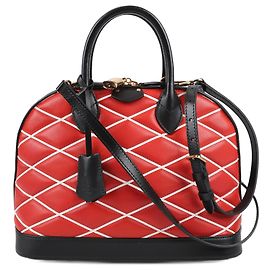 Louis Vuitton Malletage Alma PM 2Way Handbag in Red and Black Black