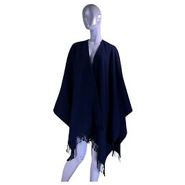 Autre Marque Johnstons Of Elgin Lammwolle Poncho Cape Marineblau Marineblau
