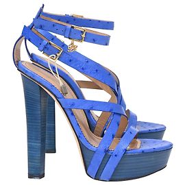Dsquared2 Strappy Platform High-Heeled Sandals in Blue Leather Blue
