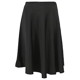 Dolce & Gabbana-Dolce & Gabbana Knee-Length High-Waisted Flared Skirt in Black Acetate-Black