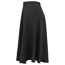 Dolce & Gabbana-Dolce & Gabbana Knee-Length High-Waisted Flared Skirt in Black Acetate-Black