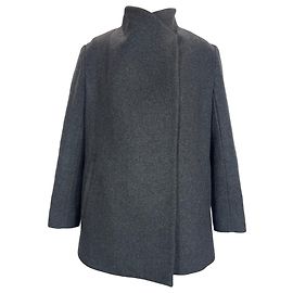 Theory Overlap Coat in Grey Wool Grey