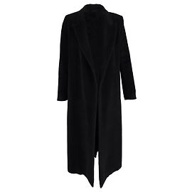 Totême Midi Open Coat in Black Wool Black