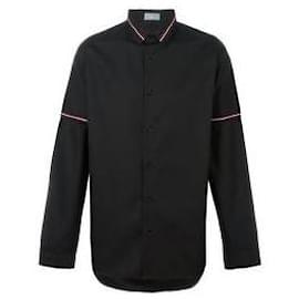 Christian Dior-Dior Homme Striped Collar Shirt-Black