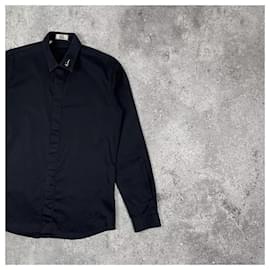 Christian Dior-Dior Shirt with Dior Embroidery Black Cotton Poplin-Black